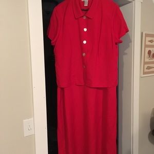 Jessica Howard Woman Red Linen 2-piece Dress